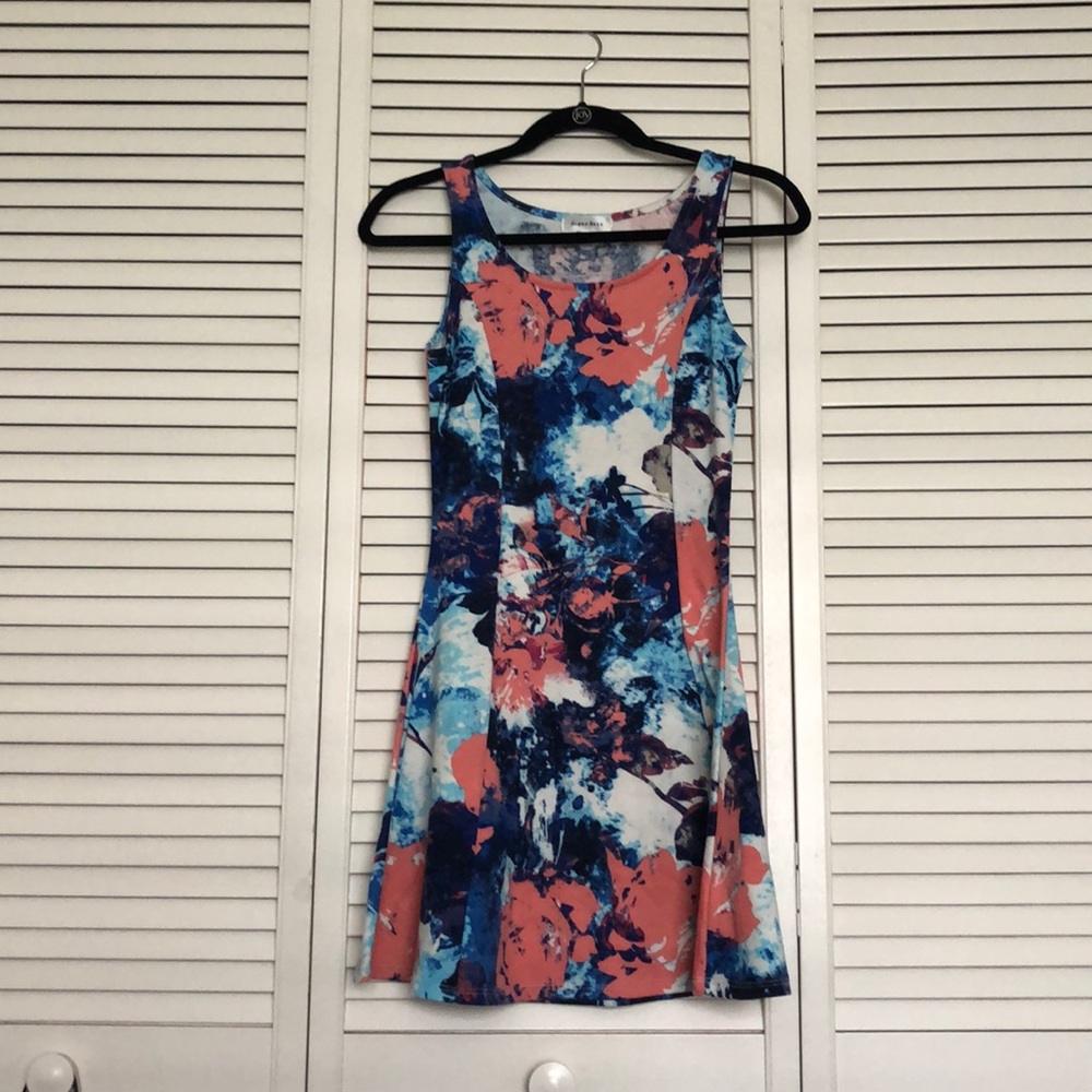 Short dress pink, blue, purple floral